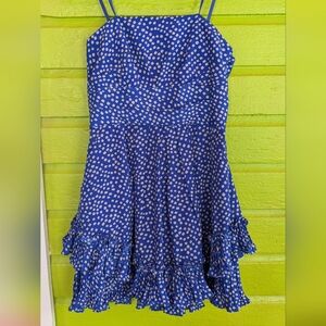 BCBGeneration Royal Blue Strapless Ruffle Dress